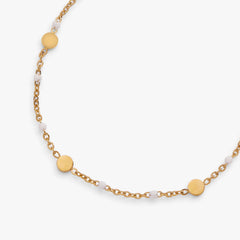 White Enameled Chain Coin Station Anklet