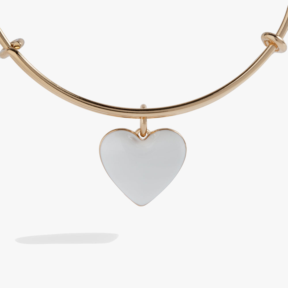White Enamel Heart Charm Bangle, Bracelets, $ 13.90, A Moment Of Now™