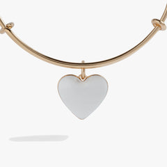 White Enamel Heart Charm Bangle, Bracelets, $ 13.90, A Moment Of Now™