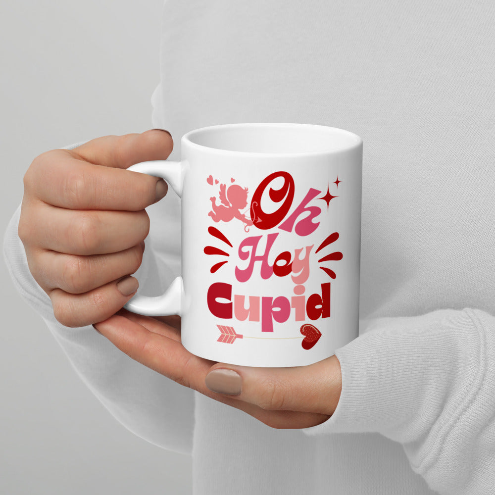 Shop On Hey Cupid Valentine's Day Graphic Coffee Tea Mug Cup, Mugs, USA Boutique