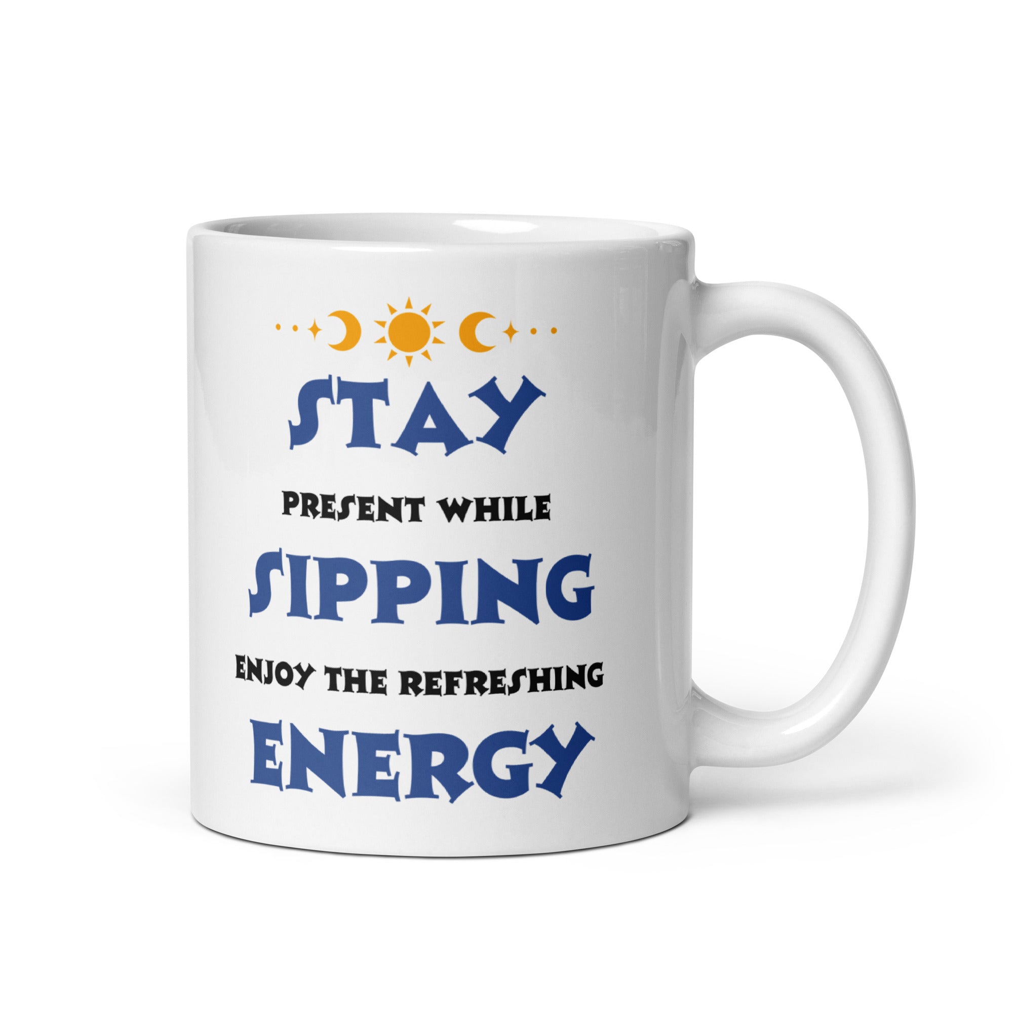 Shop Sipping Coffee Refresh Energy Mindfulness Graphic Coffee Mug Cup, Mugs, USA Boutique