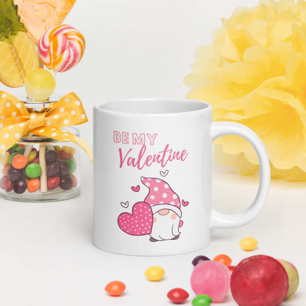Pink Be My Valentine Gnome Mug – Sip Love!, Mugs, $ 19.00, A Moment Of Now™