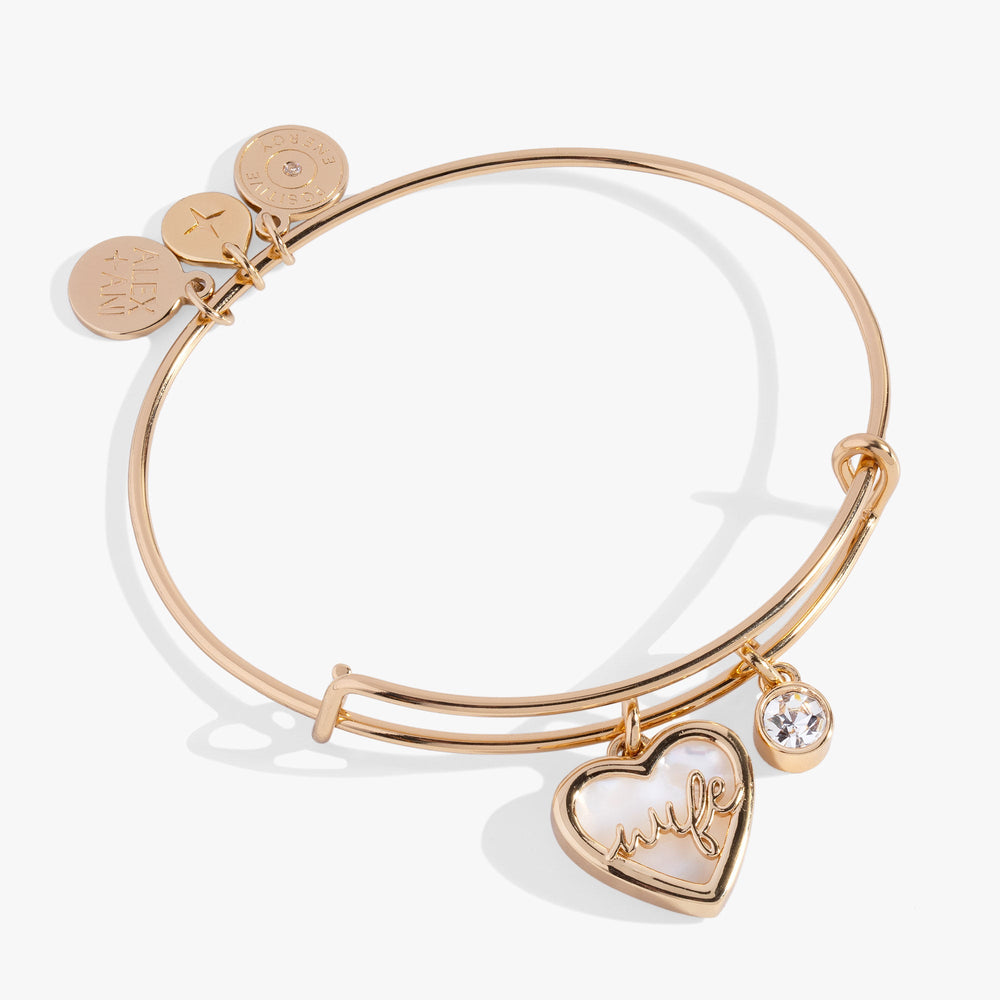Wife Mother of Pearl Heart Bangle, Bracelets, $ 34.00, A Moment Of Now™