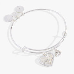 Wife Mother of Pearl Heart Bangle, Bracelets, $ 34.00, A Moment Of Now™