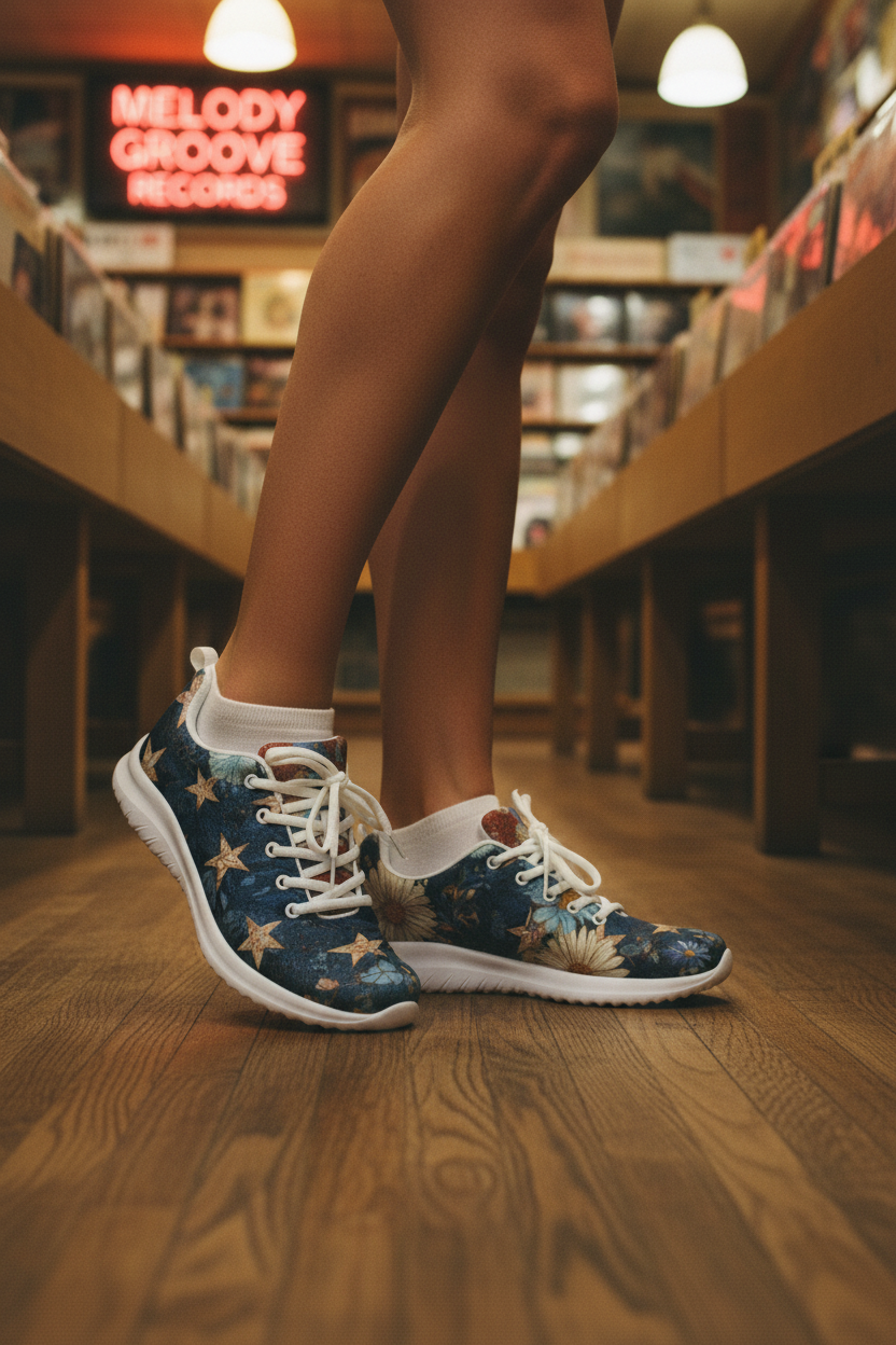 Star-Spangled Bloom Patriotic Floral Women's Sneakers