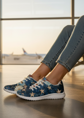 Star-Spangled Bloom Patriotic Floral Women's Sneakers