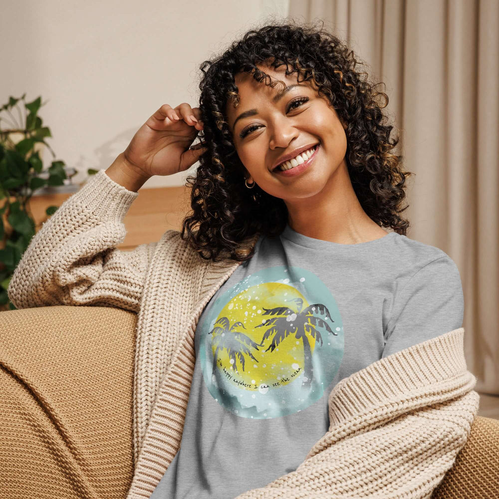 Watercolor Tropical Sunset & Ocean T-Shirt for Women, T-shirts, $ 32.00, A Moment Of Now™