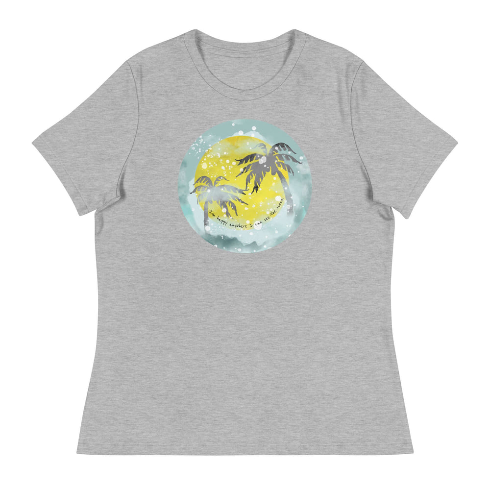 Watercolor Tropical Sunset & Ocean T-Shirt for Women, T-shirts, $ 32.00, A Moment Of Now™