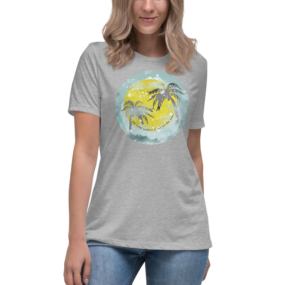 Watercolor Tropical Sunset & Ocean T-Shirt for Women, T-shirts, $ 32.00, A Moment Of Now™