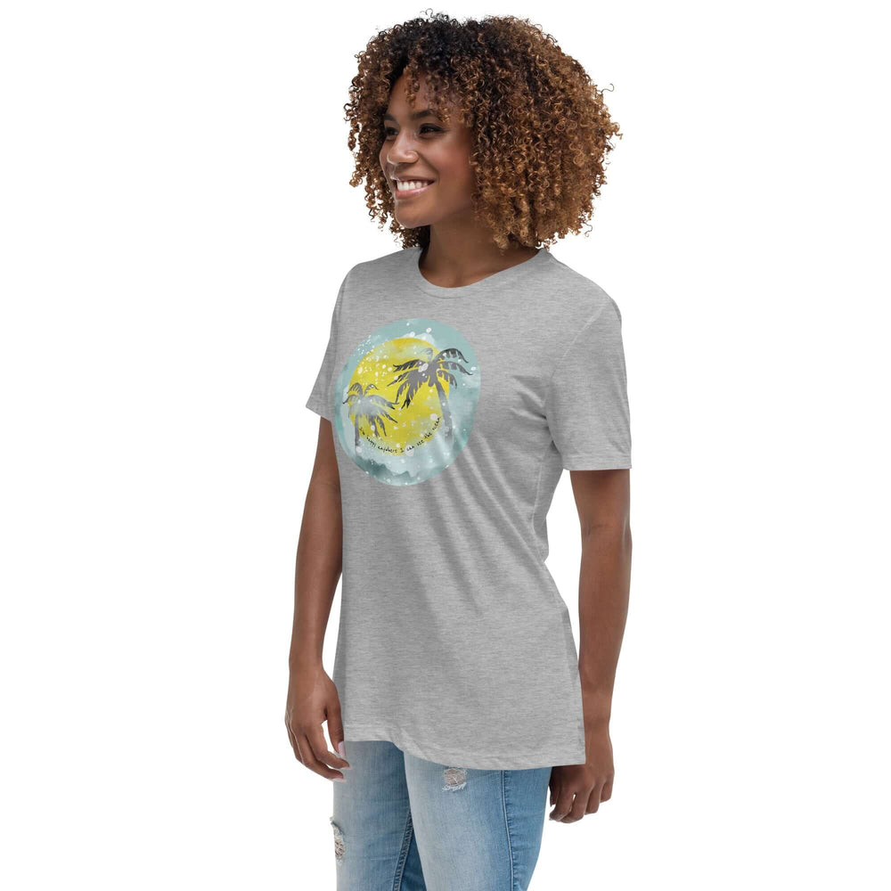 Watercolor Tropical Sunset & Ocean T-Shirt for Women, T-shirts, $ 32.00, A Moment Of Now™