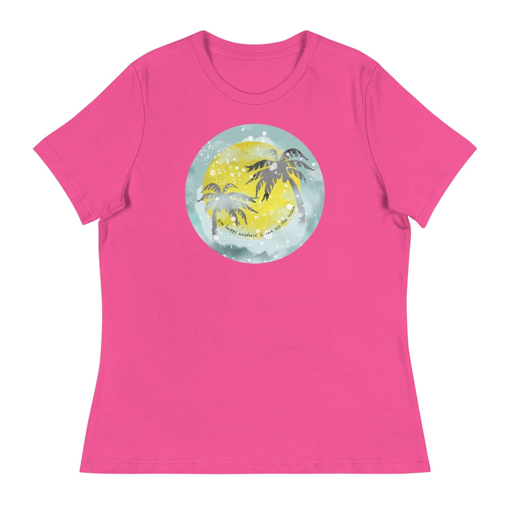 Watercolor Tropical Sunset & Ocean T-Shirt for Women, T-shirts, $ 32.00, A Moment Of Now™