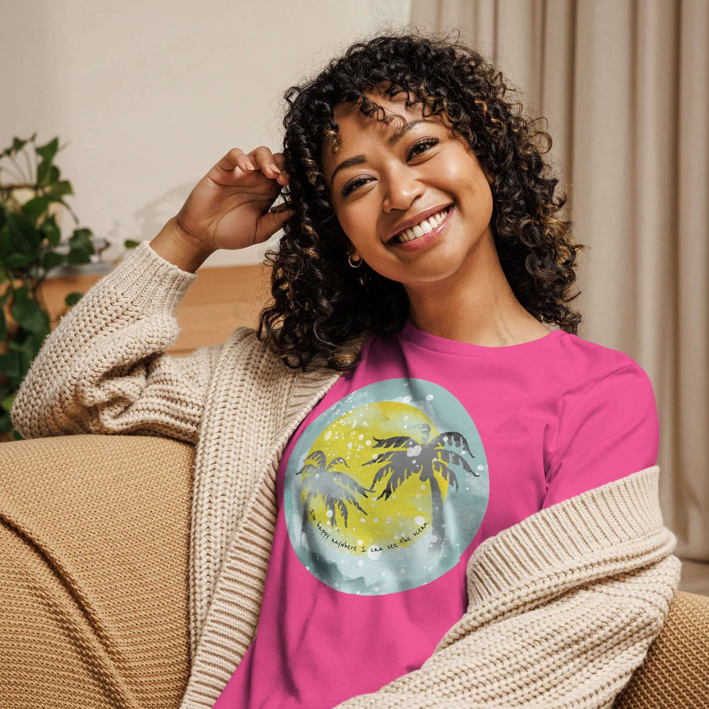 Watercolor Tropical Sunset & Ocean T-Shirt for Women, T-shirts, $ 32.00, A Moment Of Now™