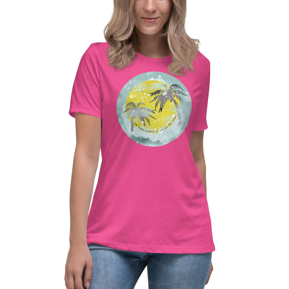 Watercolor Tropical Sunset & Ocean T-Shirt for Women, T-shirts, $ 32.00, A Moment Of Now™