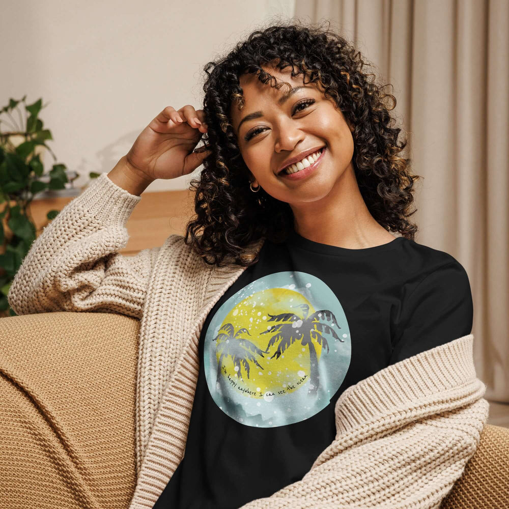Watercolor Tropical Sunset & Ocean T-Shirt for Women, T-shirts, $ 32.00, A Moment Of Now™
