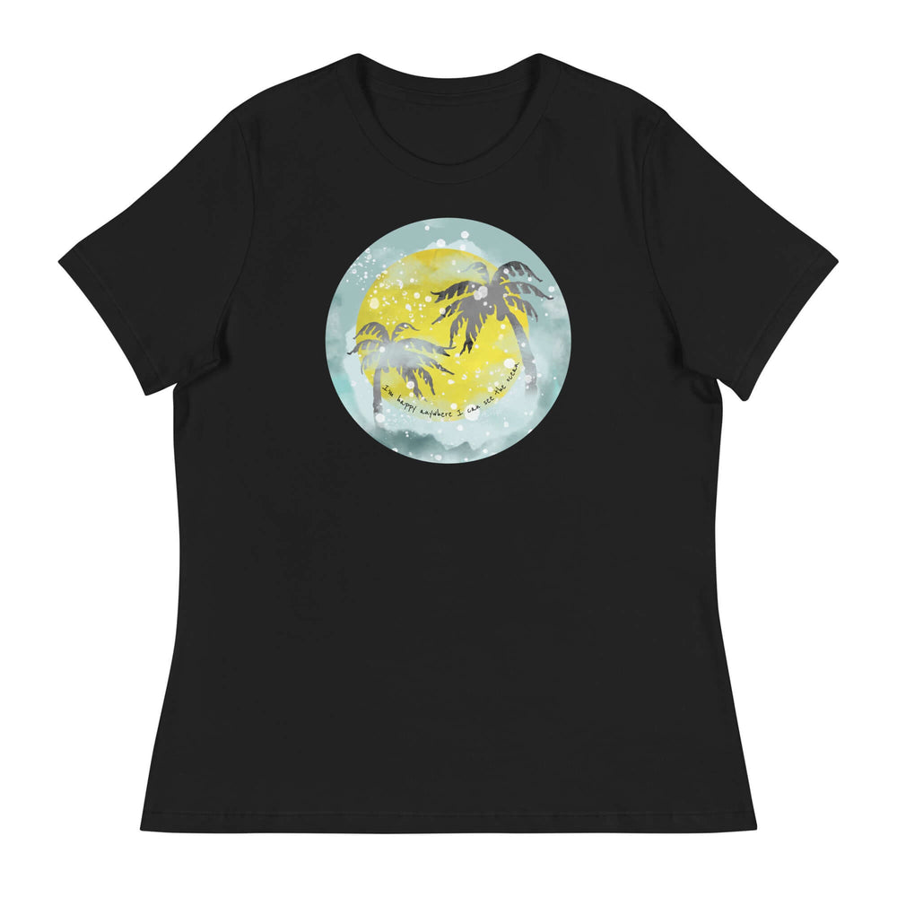 Watercolor Tropical Sunset & Ocean T-Shirt for Women, T-shirts, $ 32.00, A Moment Of Now™