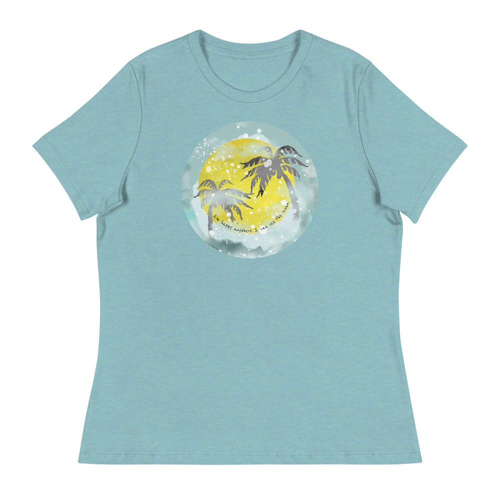 Watercolor Tropical Sunset & Ocean T-Shirt for Women, T-shirts, $ 32.00, A Moment Of Now™