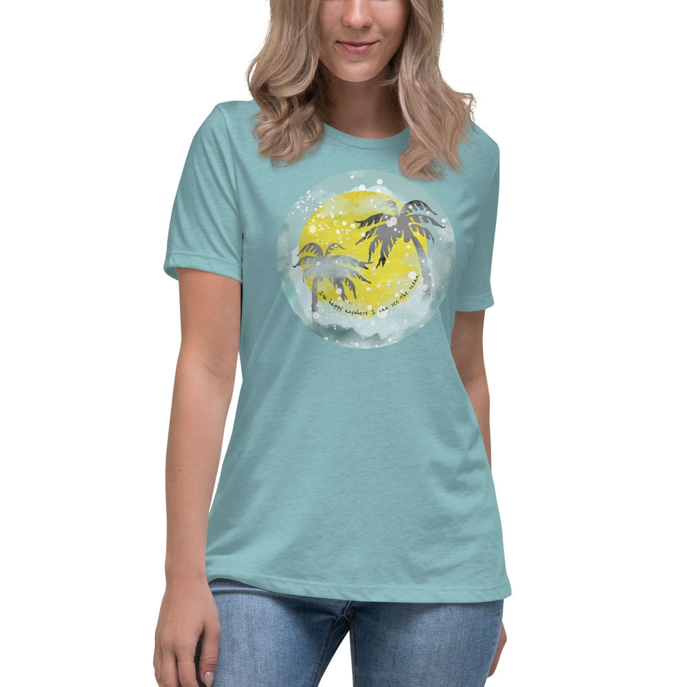 Watercolor Tropical Sunset & Ocean T-Shirt for Women, T-shirts, $ 32.00, A Moment Of Now™