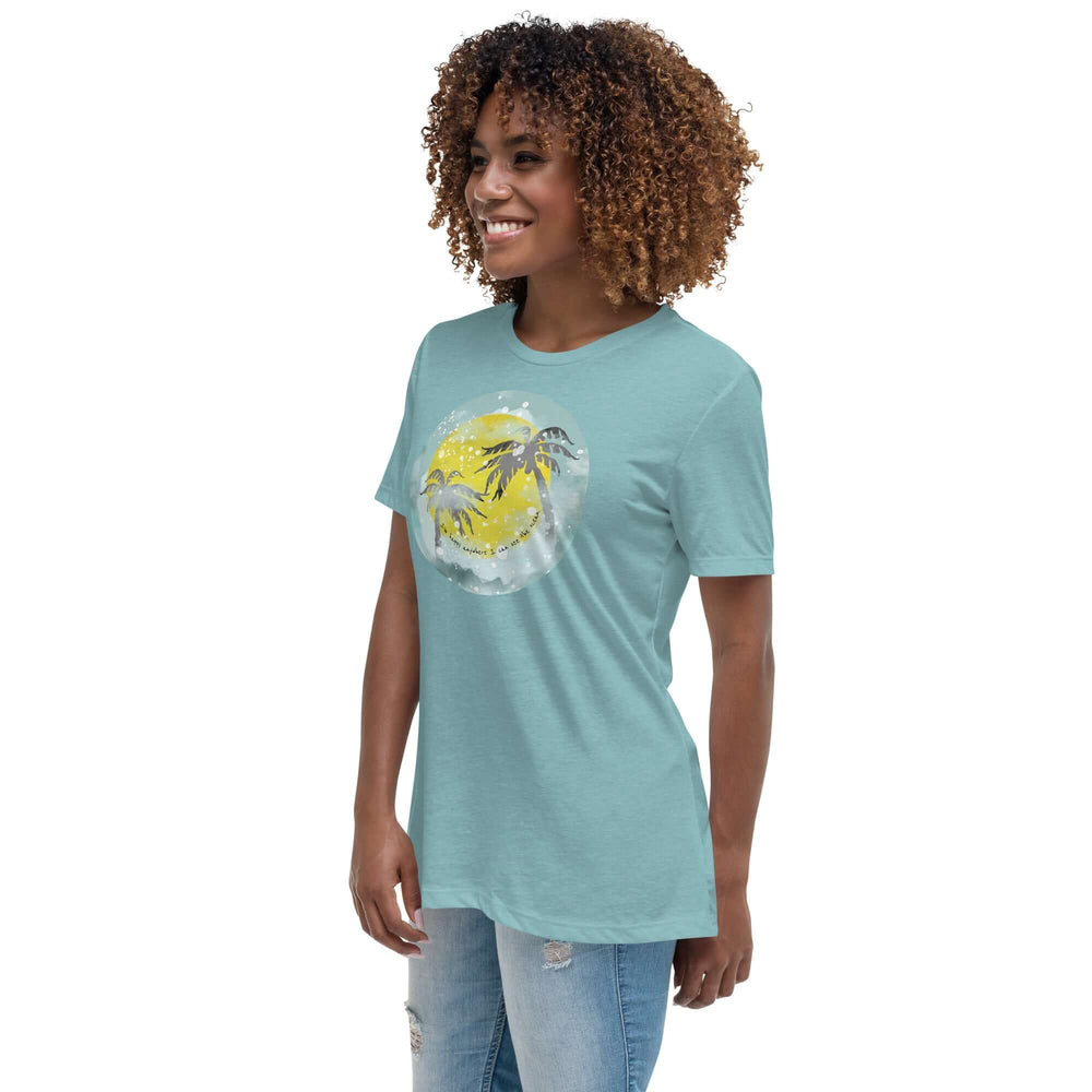 Watercolor Tropical Sunset & Ocean T-Shirt for Women, T-shirts, $ 32.00, A Moment Of Now™