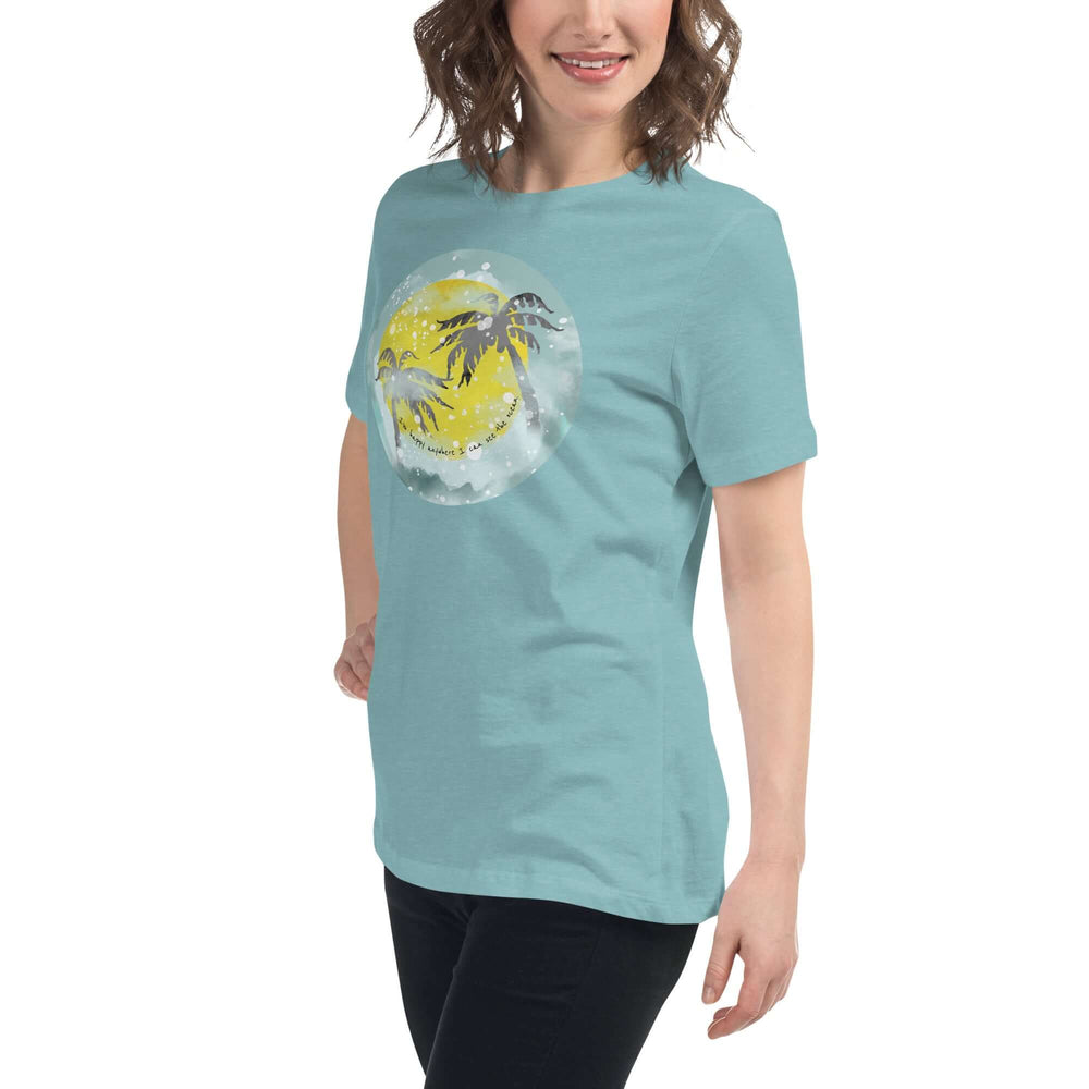 Watercolor Tropical Sunset & Ocean T-Shirt for Women, T-shirts, $ 32.00, A Moment Of Now™