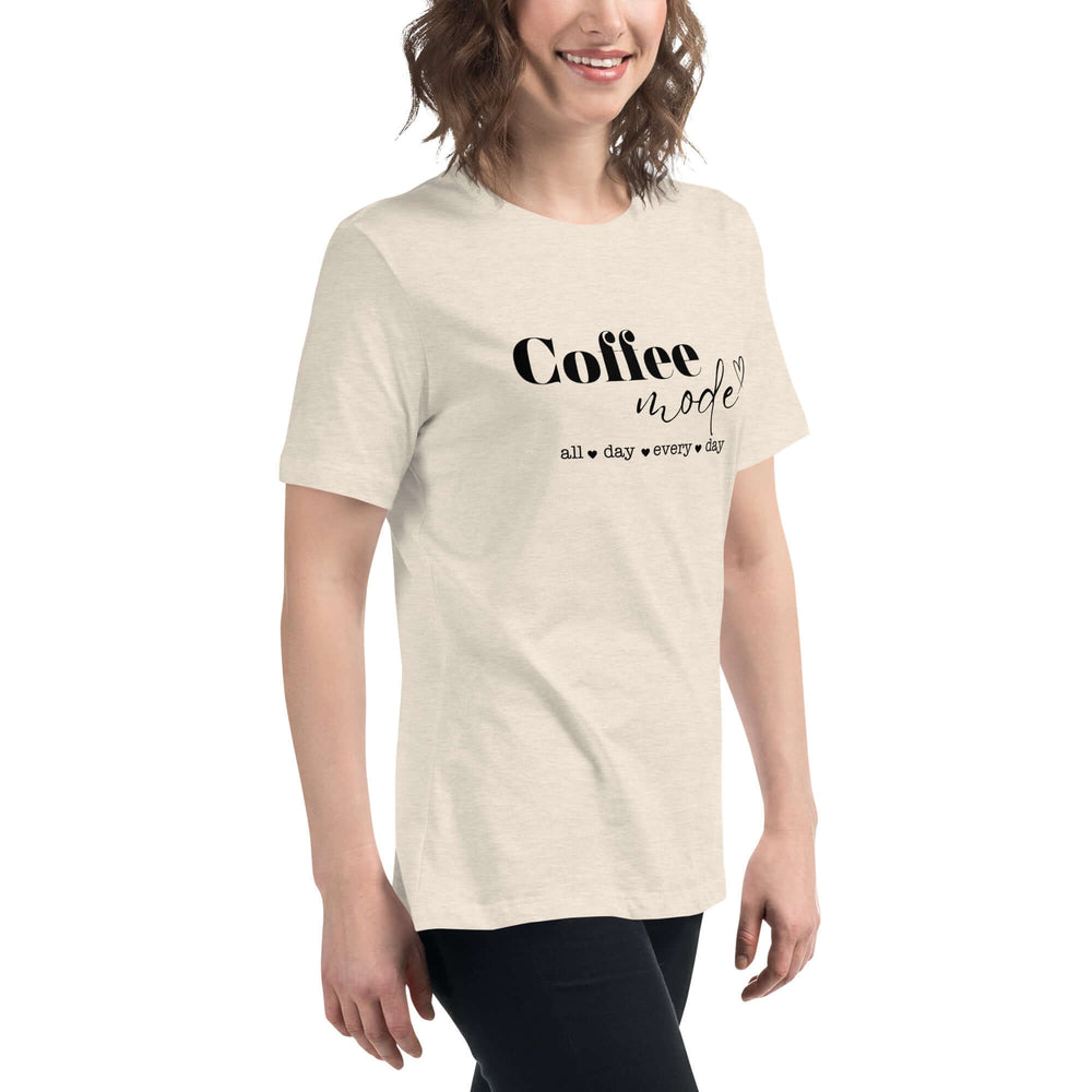 Coffee Mode Graphic Tee - Women’s Relaxed Style, Tees, $ 32.50, A Moment Of Now™