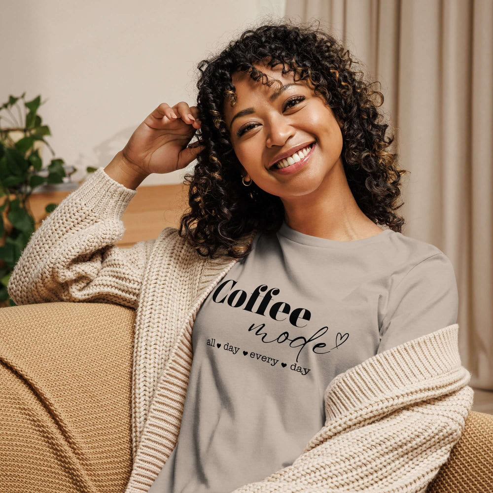 Coffee Mode Graphic Tee - Women’s Relaxed Style, Tees, $ 32.50, A Moment Of Now™