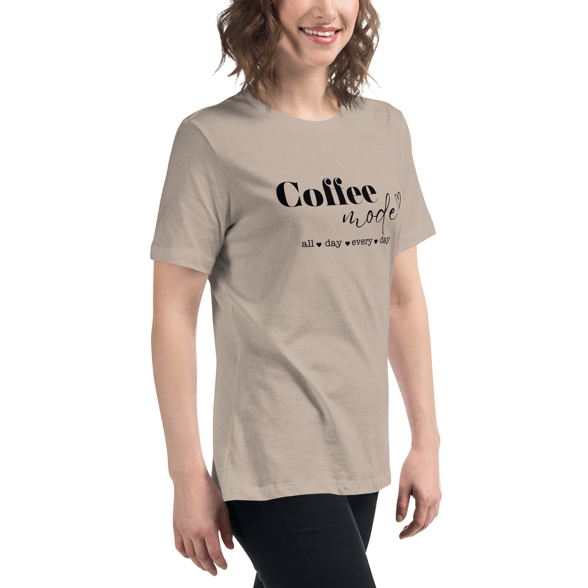Shop Coffee Mode All Day Every Day Graphic Statement Women's T-Shirt Tee, Tees, USA Boutique