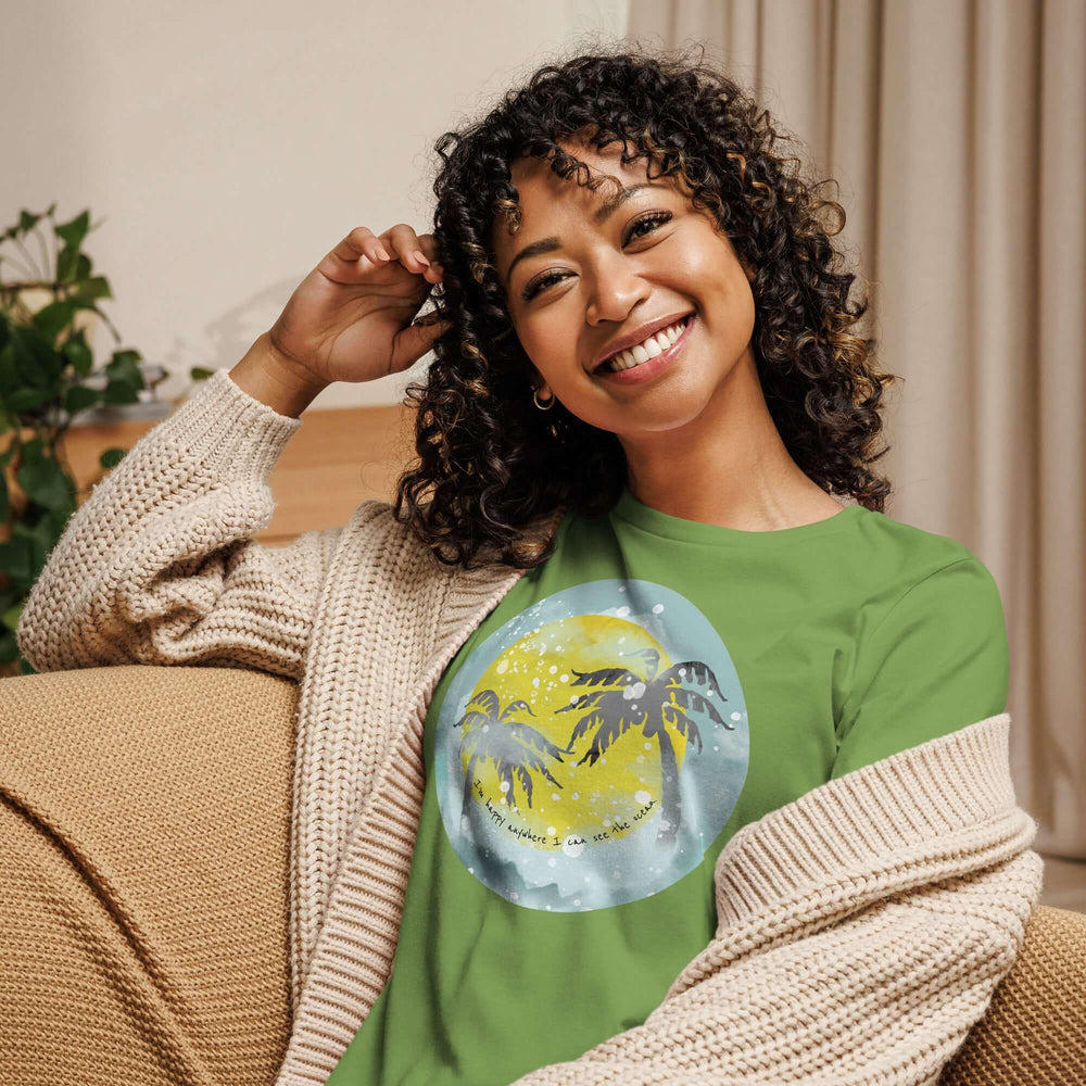 Watercolor Tropical Sunset & Ocean T-Shirt for Women, T-shirts, $ 32.00, A Moment Of Now™