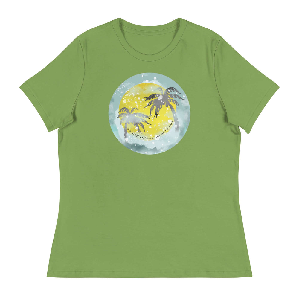 Watercolor Tropical Sunset & Ocean T-Shirt for Women, T-shirts, $ 32.00, A Moment Of Now™