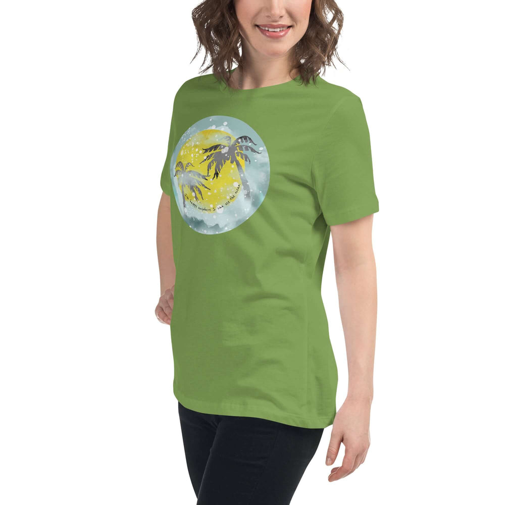 Watercolor Tropical Sunset & Ocean T-Shirt for Women, T-shirts, $ 32.00, A Moment Of Now™