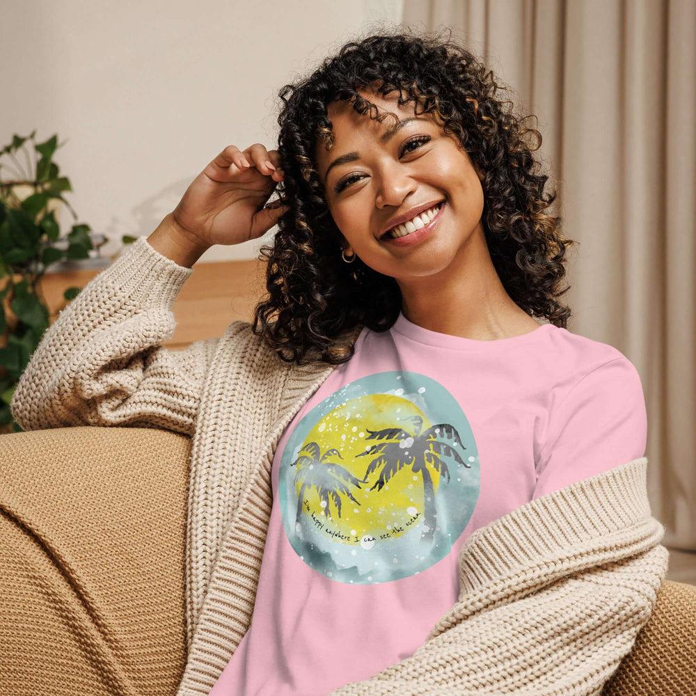 Watercolor Tropical Sunset & Ocean T-Shirt for Women, T-shirts, $ 32.00, A Moment Of Now™