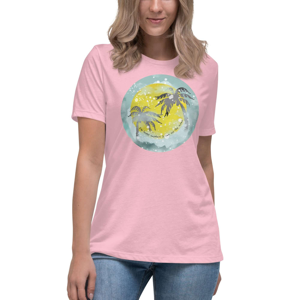 Watercolor Tropical Sunset & Ocean T-Shirt for Women, T-shirts, $ 32.00, A Moment Of Now™