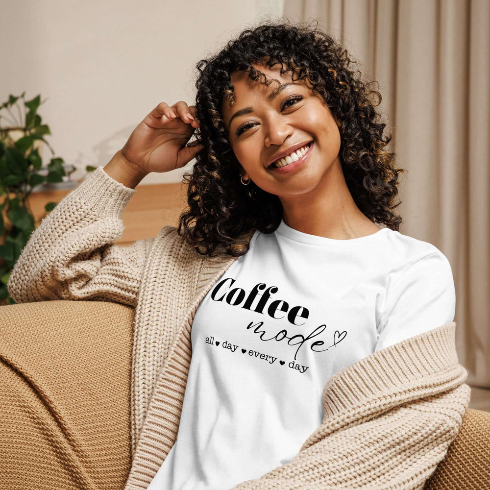 Coffee Mode Graphic Tee - Women’s Relaxed Style, Tees, $ 32.50, A Moment Of Now™