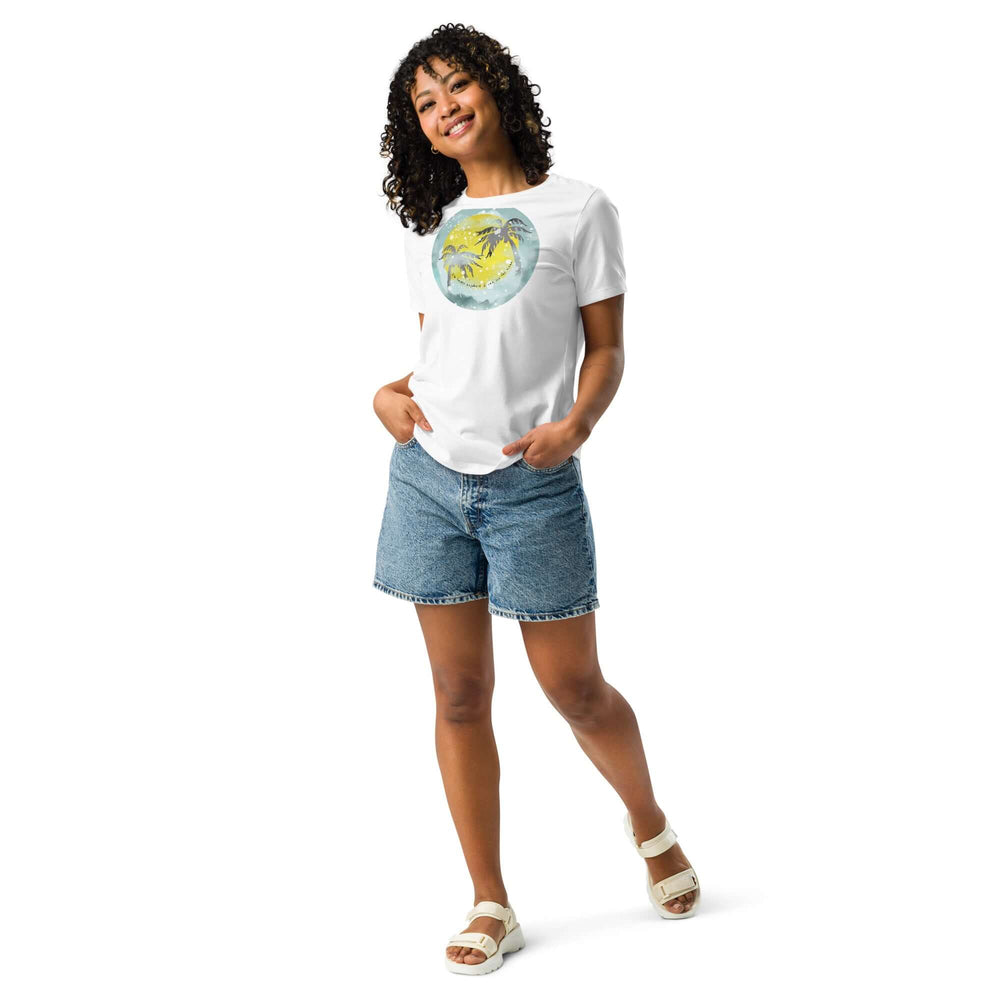 Watercolor Tropical Sunset & Ocean T-Shirt for Women, T-shirts, $ 32.00, A Moment Of Now™