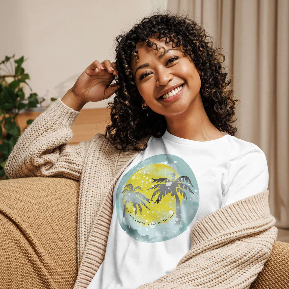 Watercolor Tropical Sunset & Ocean T-Shirt for Women, T-shirts, $ 32.00, A Moment Of Now™