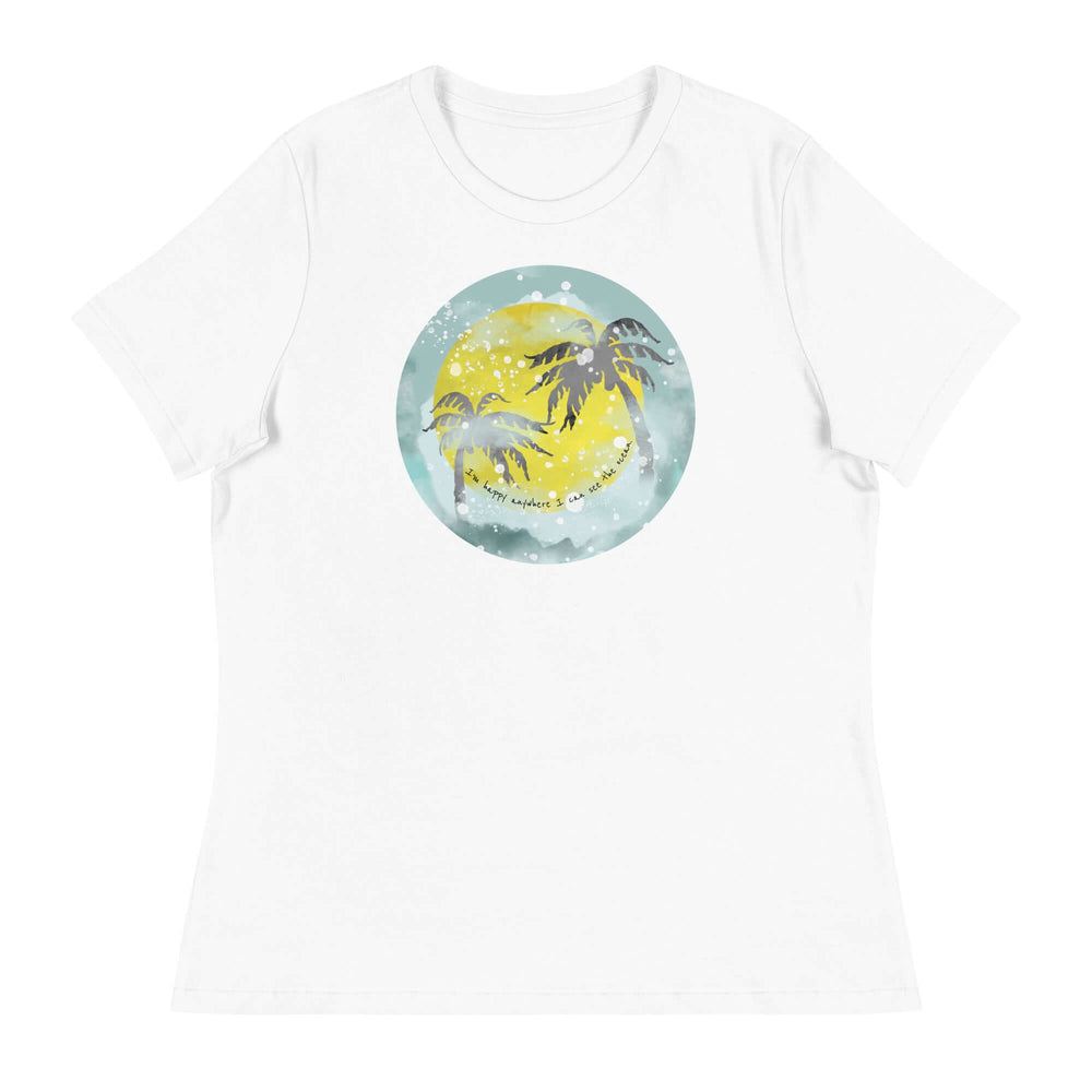 Watercolor Tropical Sunset & Ocean T-Shirt for Women, T-shirts, $ 32.00, A Moment Of Now™