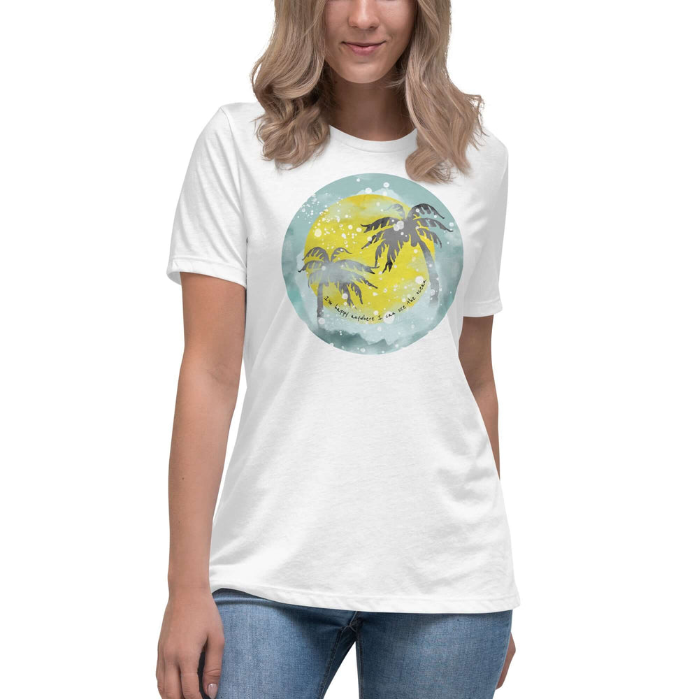 Watercolor Tropical Sunset & Ocean T-Shirt for Women, T-shirts, $ 32.00, A Moment Of Now™