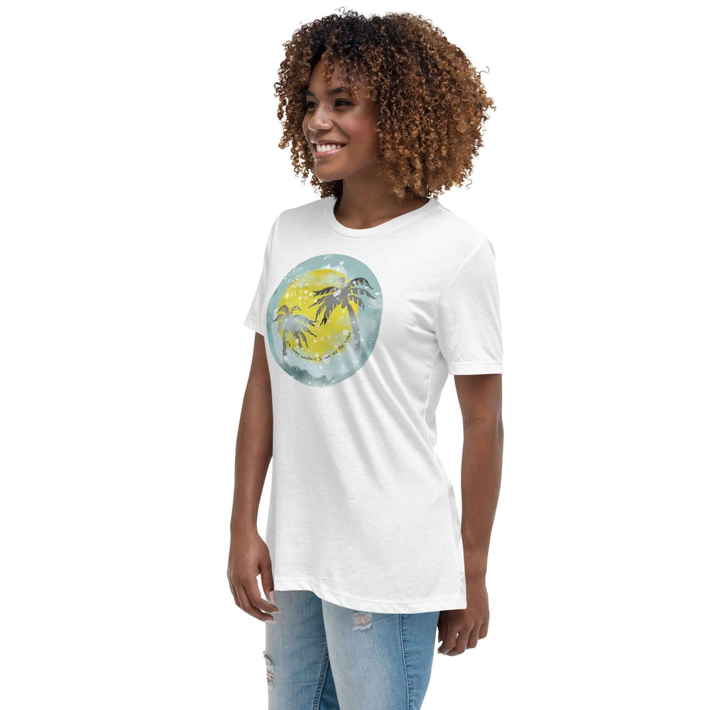 Watercolor Tropical Sunset & Ocean T-Shirt for Women, T-shirts, $ 32.00, A Moment Of Now™