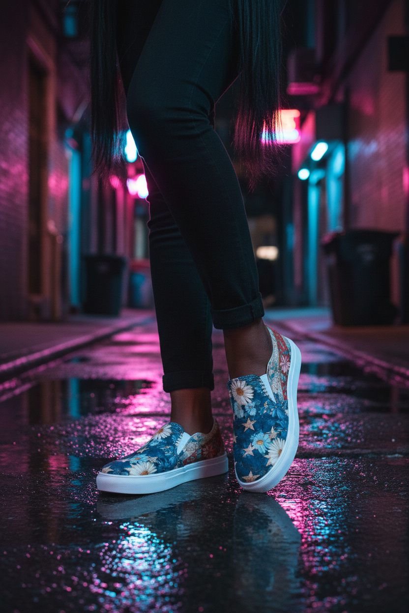 Star-Spangled Bloom Slip-On Canvas Van Sneakers