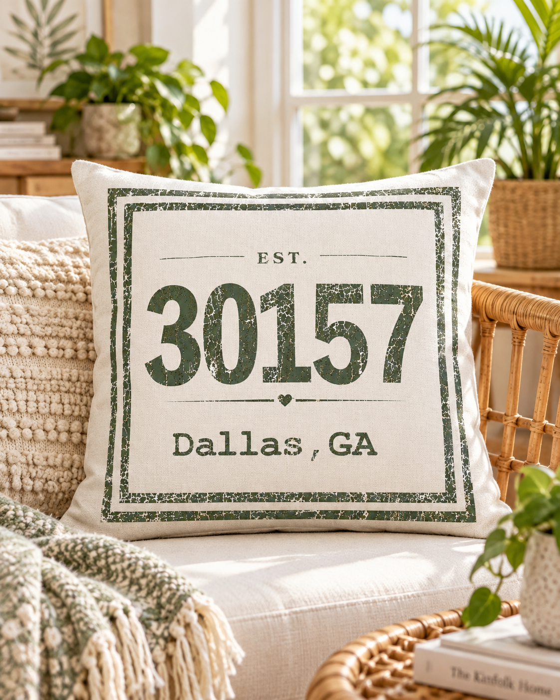 Personalized ZIP Code Pillow — Custom City State Hometown & Housewarming Gift