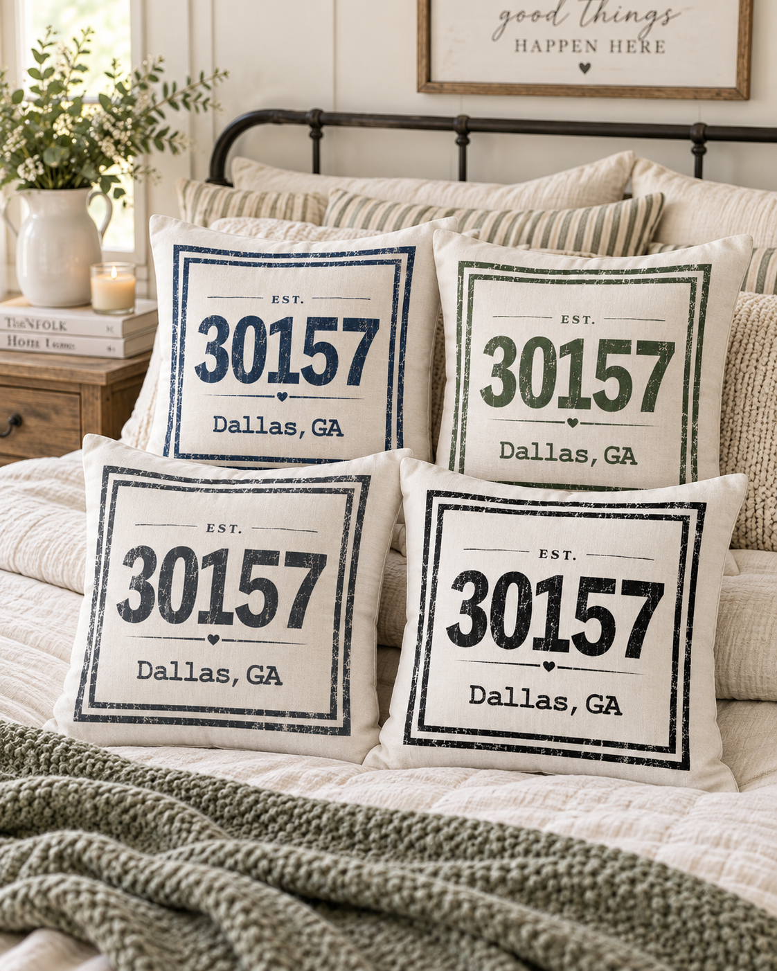 Personalized ZIP Code Pillow — Custom City State Hometown & Housewarming Gift