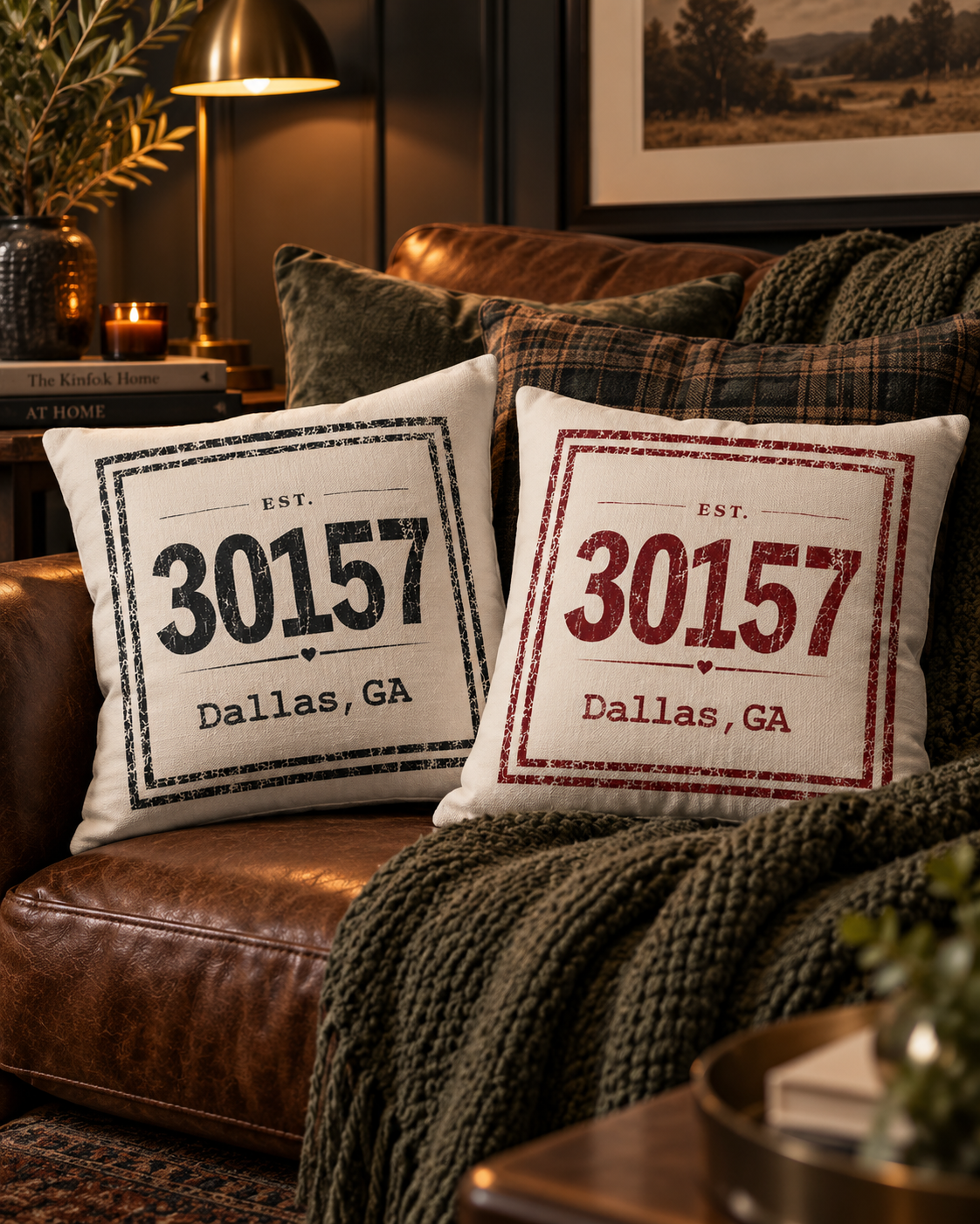 Personalized ZIP Code Pillow — Custom City State Hometown & Housewarming Gift