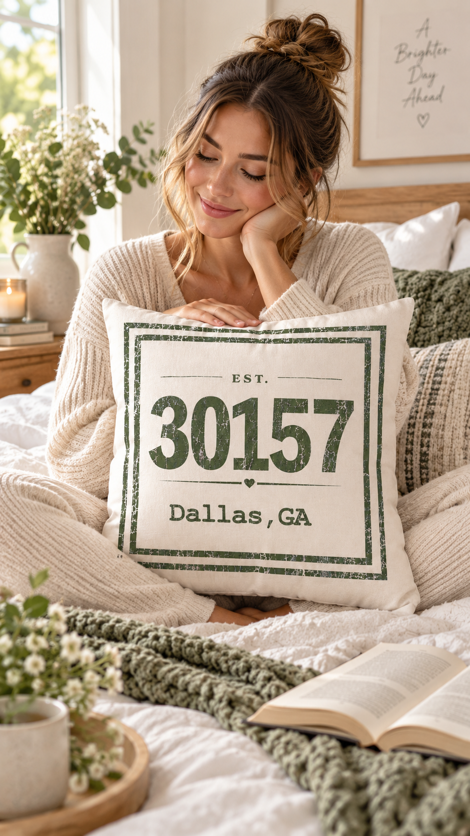Personalized ZIP Code Throw Pillow — Custom City & State Decor