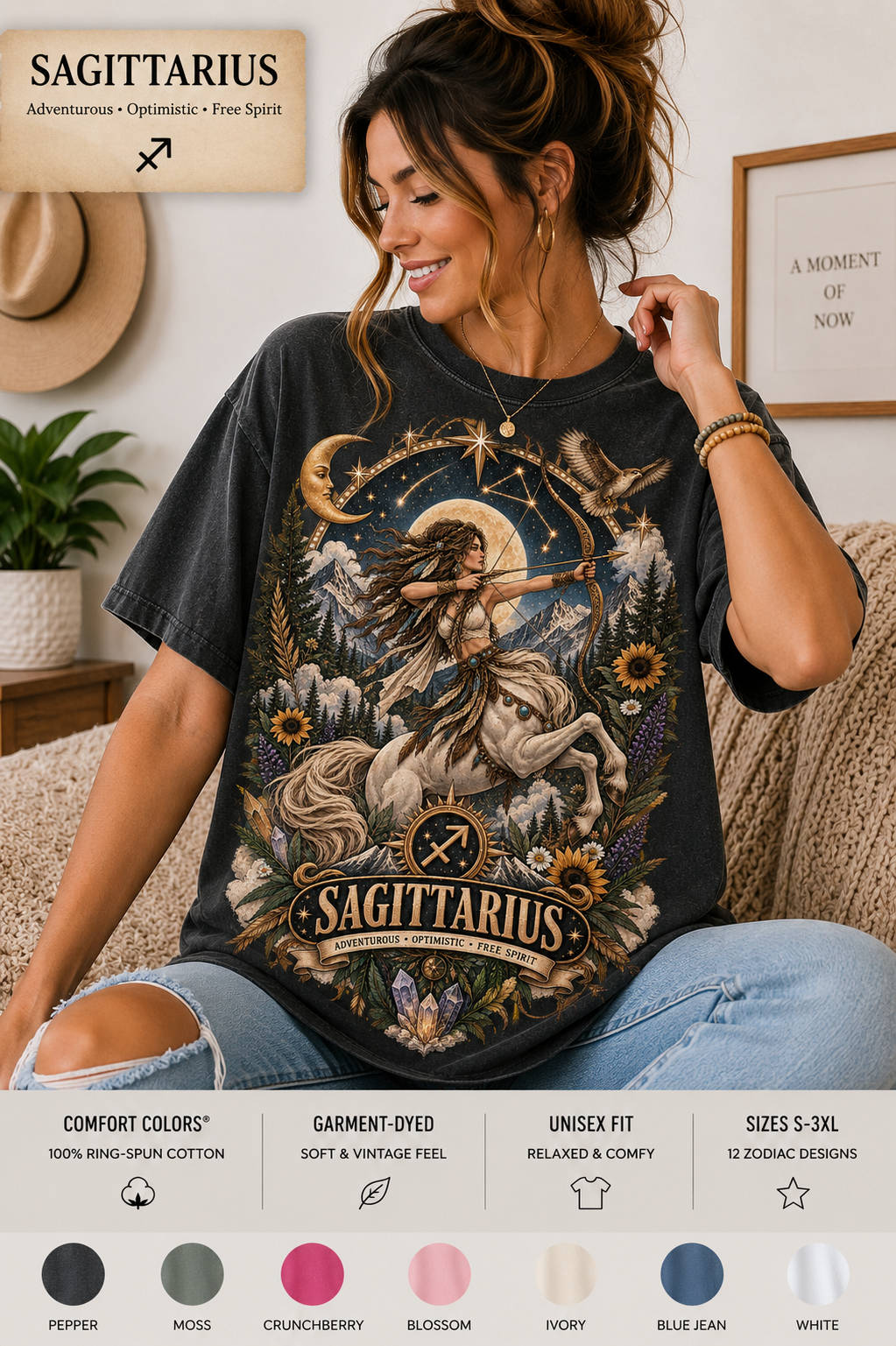 Sagittarius Comfort Colors zodiac graphic t-shirt mockup