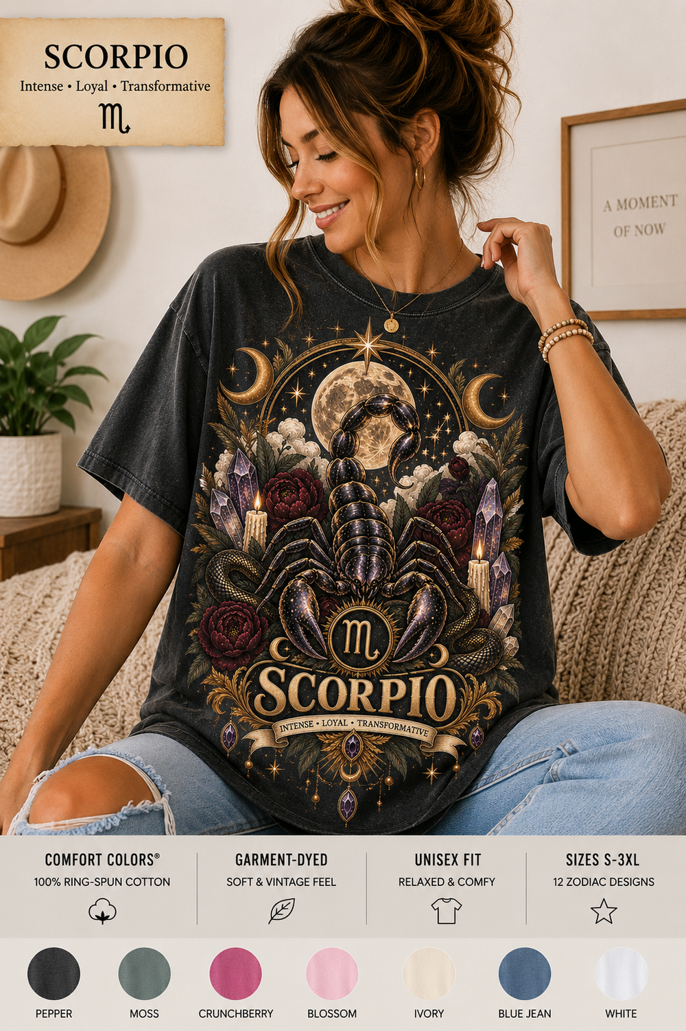 Scorpio Comfort Colors zodiac graphic t-shirt mockup