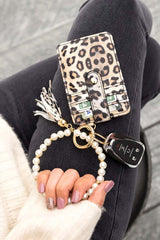 Shop Pearl Key Ring Vegan Leather Wallet Bracelet, Wallet Bracelets, USA Boutique