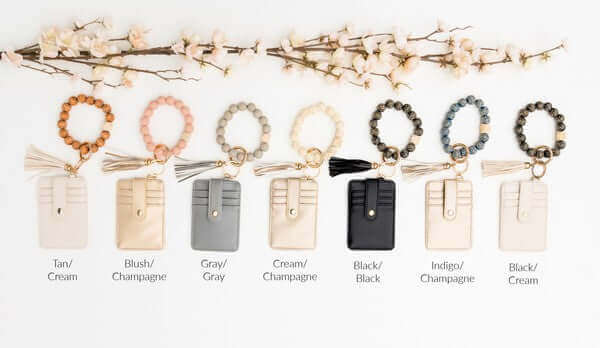 Leopard Beaded Key Ring Wallet Bracelet, Wallet Bracelets, $ 30.95, A Moment Of Now™