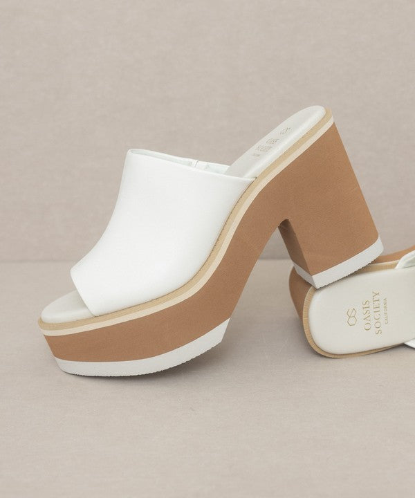 Shop OASIS SOCIETY Maren - Layered Platform Heel Slides, Sandals, USA Boutique