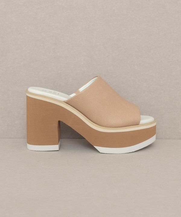 Shop OASIS SOCIETY Maren - Layered Platform Heel Slides, Sandals, USA Boutique
