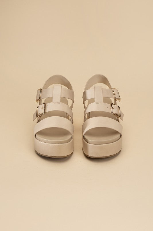 Shop Women's Summer Platform Chunky Sandals In Black & Natural, Sandals, USA Boutique