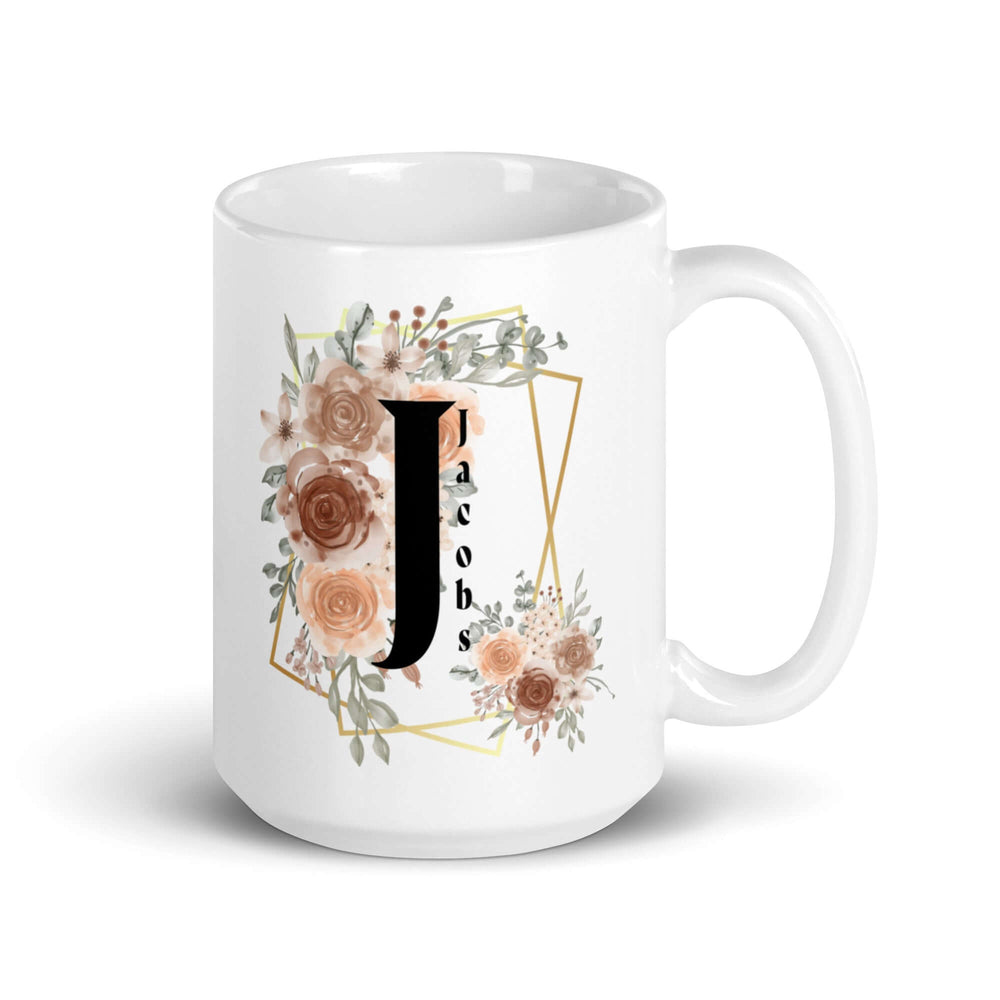 Personalized Custom Initial Letter & Name Monogram Watercolor Floral Design Coffee Mug Cup, Mugs, $ 25.00, A Moment Of Now™
